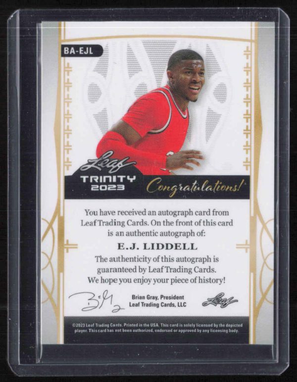 2023 Leaf Trinity #BA-EJL E.J. Liddell Holo Gold #4/10 - Image 2